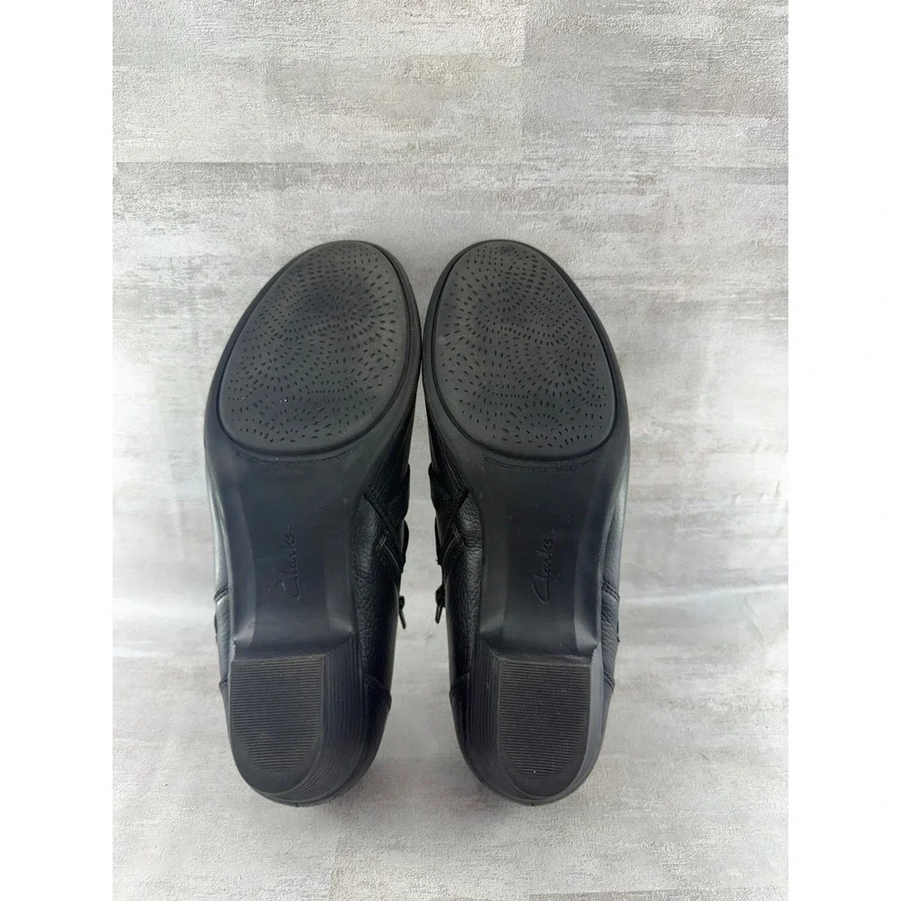 Clarks Maypearl Daisy Black Leather Ankle Boots 261388094070 Women Sz 9.5 M
